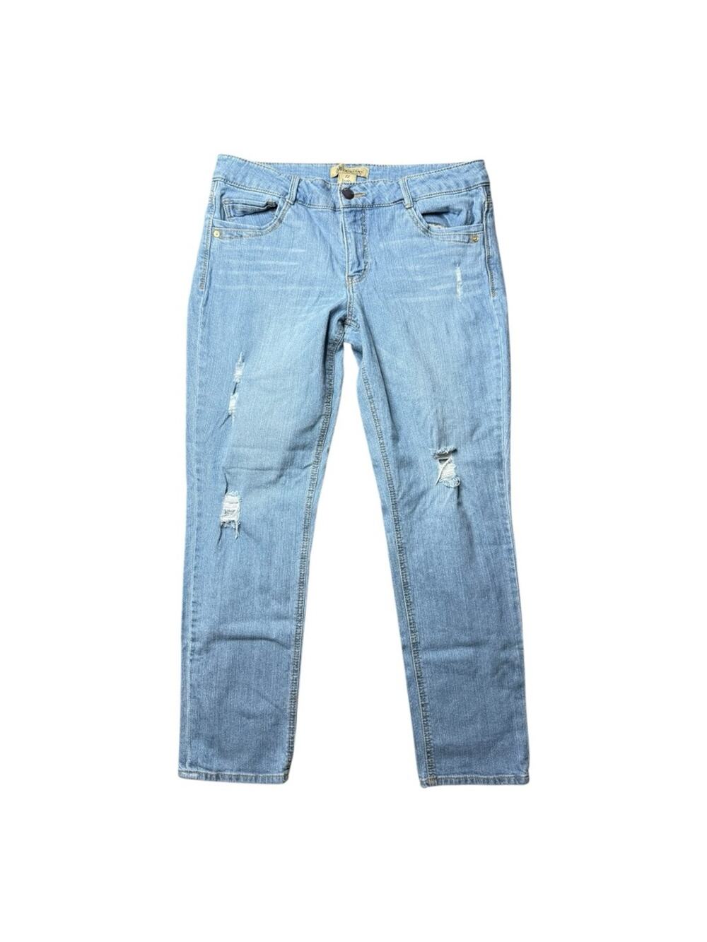 Democracy Women’s Jeans Size 12 Equality Skinny Boyfriend Light Wash Distressed